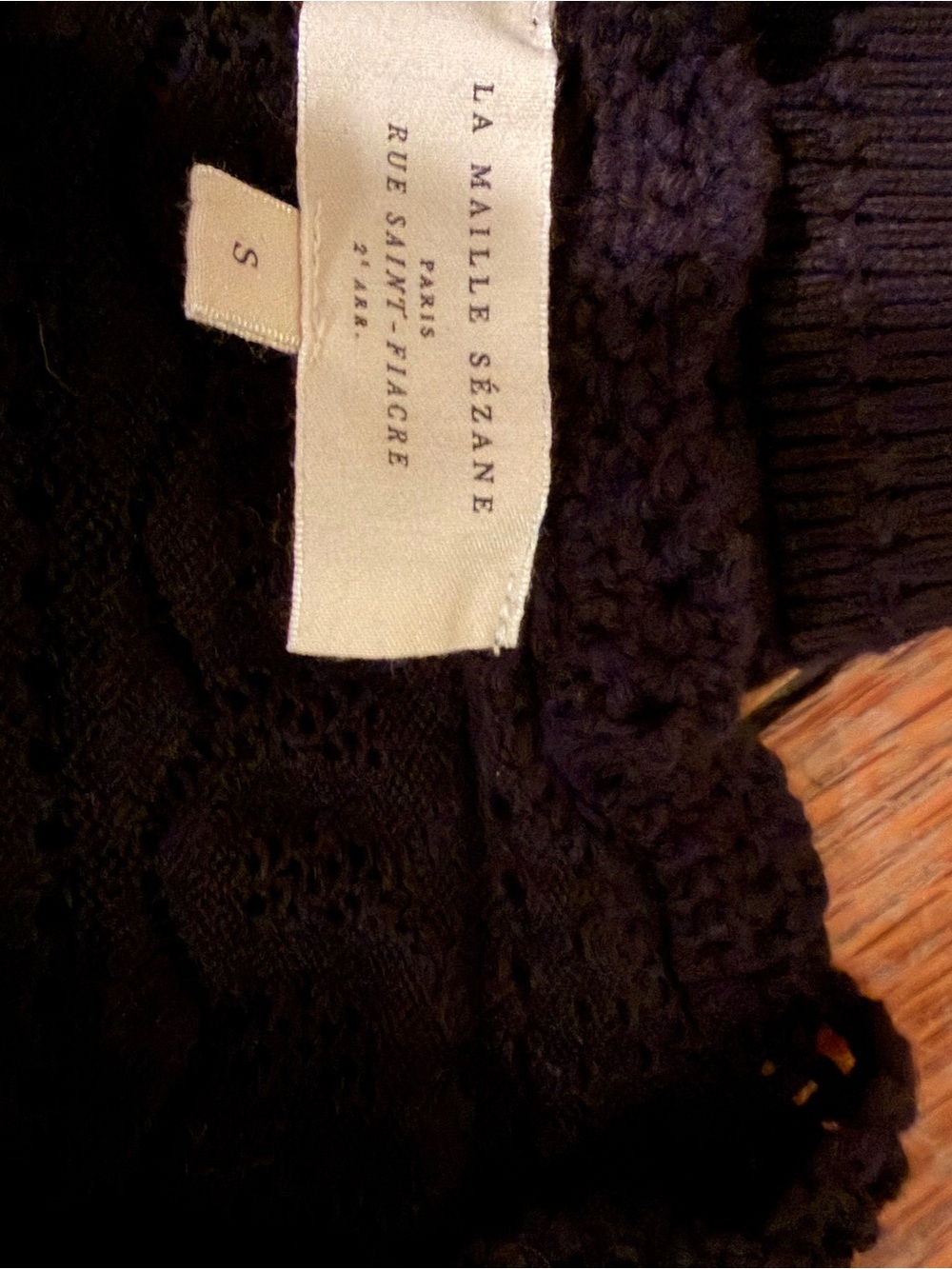 Sezane Black Knit Openwork Women's Sweater - Picture 9 of 13